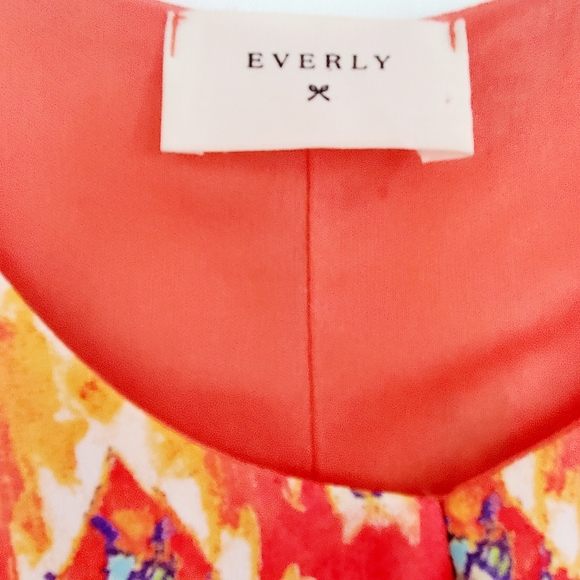 Everly tangerine geometric print swing dress - Picture 2 of 6